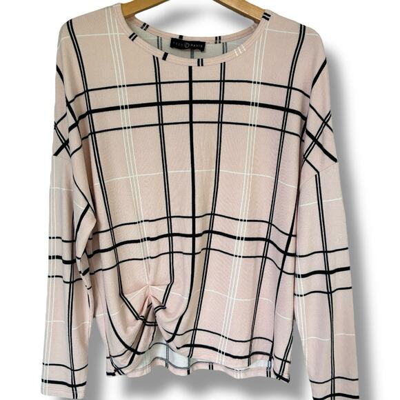 Fred David Sweater Size Medium Petal Plaid Long Sleeve Cinch Butter Soft Stretch - Picture 2 of 7